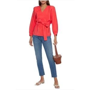 Ba&Sh Women’s Cola Wrap Crossover Top Vermillion Career Blouse Professional